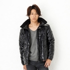 BLACK ASUKA - Wet-Look Padded Jacket