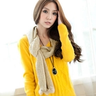 Tokyo Fashion - Pompom-Accent Open-Knit Scarf