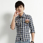 AOYAMA - Elbow-Sleeve Plaid Shirt