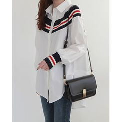 NIPONJJUYA - Contrast-Trim Long Shirt NIPONJJUYA - Contrast-Trim Long Shirt