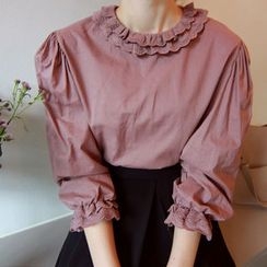 LEELIN - Eyelet-Lace Trim Top LEELIN - Eyelet-Lace Trim Top