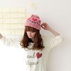 Tokyo Fashion - Pompom-Accent Heart-Print Beanie