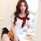 Tokyo Fashion - Plaid-Trim Knit Top
