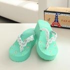 59 Seconds - Lace Trim Platform Flip-Flops