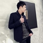 MITOSHOP - Contrast-Trim Stand Collar Jacket