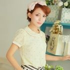 Angel Love - Ribbon-Front Printed Blouse 