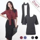 MOUL STYLE - Elbow-Sleeve T-Shirt with Scarf