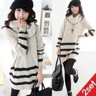 Envy Look - Stripe Knit Tunic Dress with Scarf