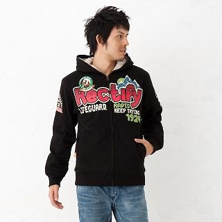 'Rectify' Print Fleece-Lined Hoodie