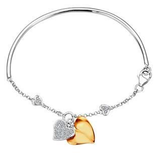 18K Red White Gold Diamond Heart To Heart Bracelet 18K Red White Gold Diamond Heart To Heart Bracelet