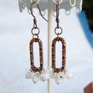 Vintage Long Ring Little Flower Bead Earrings