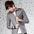 Monkey Shop - Faux-Leather Accent Long-Sleeve Shirt