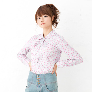Long-Sleeve Ribbon Pattern Blouse Long-Sleeve Ribbon Pattern Blouse