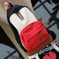 Pandabada - Color-Block Canvas Backpack Pandabada - Color-Block Canvas Backpack