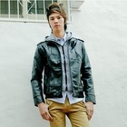 INTHING - Inset Hood Faux-Leather Jacket