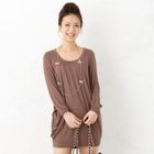 ageha@shibuya - Long-Sleeve Ruched-Side Dress