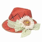 GRACE - Flower-Accent Woven Straw Hat
