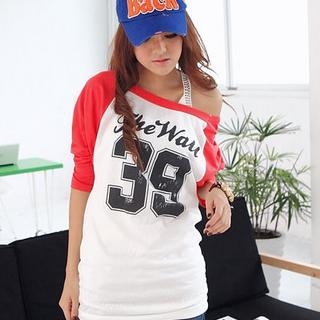 '39' Print Raglan T-Shirt