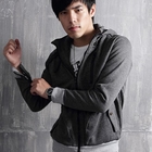 MR.PARK - Stand-Collar Contrast-Trim Hooded Jacket