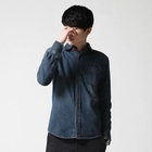 Rone - Faux-Leather Trim Washed Denim Shirt