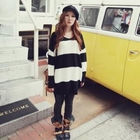 BBon-J - V-Neck Color-Block Knit Top
