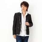 BLACK ASUKA - Leopard-Trim Double-Button Blazer