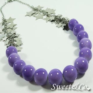 Sweet & Co. - Sweet Neon Stars & Purple Pearl Silver Necklace Sweet & Co. - Sweet Neon Stars & Purple Pearl Silver Necklace
