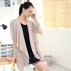 59th Street - Open-Front Chiffon Panel Knit Cardigan