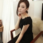 pinkycat - Cap-Sleeve Scallop-Hem Dress