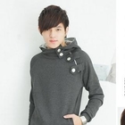 Monkey Shop - Button Detail Stand-Collar Hooded Pullover