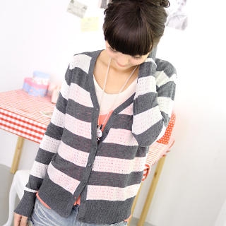 Striped Open Knit Cardigan Striped Open Knit Cardigan