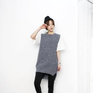 Side-Slit Sleeveless Knit Dress