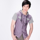 INTHING - Striped Details Hooded Shirt