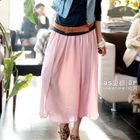 Ando Store - Elastic-Waist Chiffon Long Skirt