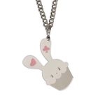 Sweet & Co. - Sweet White Bunny Cupcake of Heart Silver Necklace