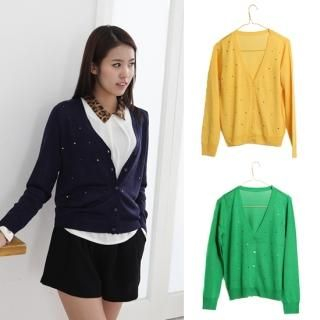 Beaded V-Neck Cardigan