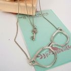 MyLittleThing - Silver Vintage Looking Glasses & Key Double Necklace MyLittleThing - Silver Vintage Looking Glasses & Key Double Necklace