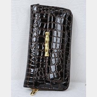 Faux Croc Patent Wallet