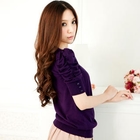 Tokyo Fashion - Bow-Accent Ruched-Sleeve Top