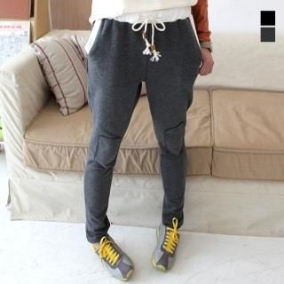 Drawstring-Waist Knee-Patch Pants