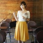 TIARA - Bow-Accent Pleated Midi Skirt