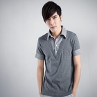 Sha 2 Shop - Inset Check Shirt V-Neck Short-Sleeve Sweater