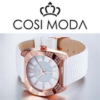 COSI MODA - Stainless Steel Genuine Leather Strap Watch with Cubic Zirconia COSI MODA - Stainless Steel Genuine Leather Strap Watch with Cubic Zirconia