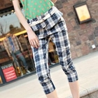 Ando Store - Ruffle-Yoke Plaid Cropped Pants