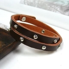OWL Fashion - Genuine-Leather Studded Bangle