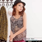 SPICY HOLIC - Leopard-Print Asymmetric Chiffon Top
