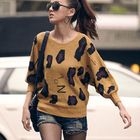 PUFFY - Leopard-Pattern Dolman-Sleeve Knit Top