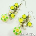 Sweet & Co. - Sweet Mini Yellow Glitter Cupcake Floral Pearl Earrings