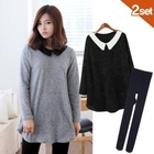 Celli Girl - Set: Contrast Collar Knit Dress + Tights