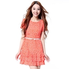O.SA - Petal-Sleeve Layered Dotted Dress